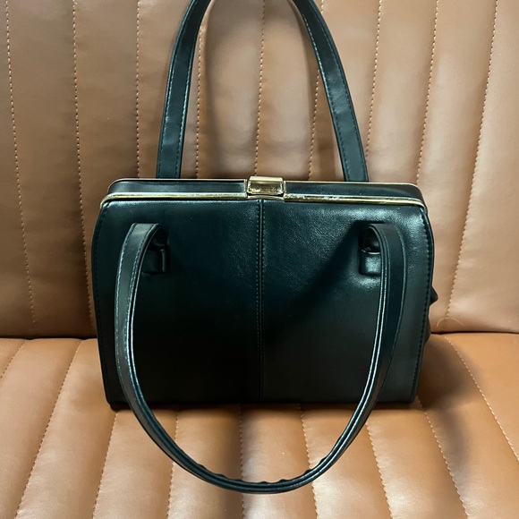 Vintage Black Leather Handbag - Picture 3 of 9